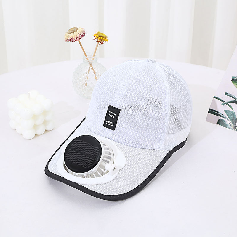 Adjustable Solar Charging Mesh Fan Cap