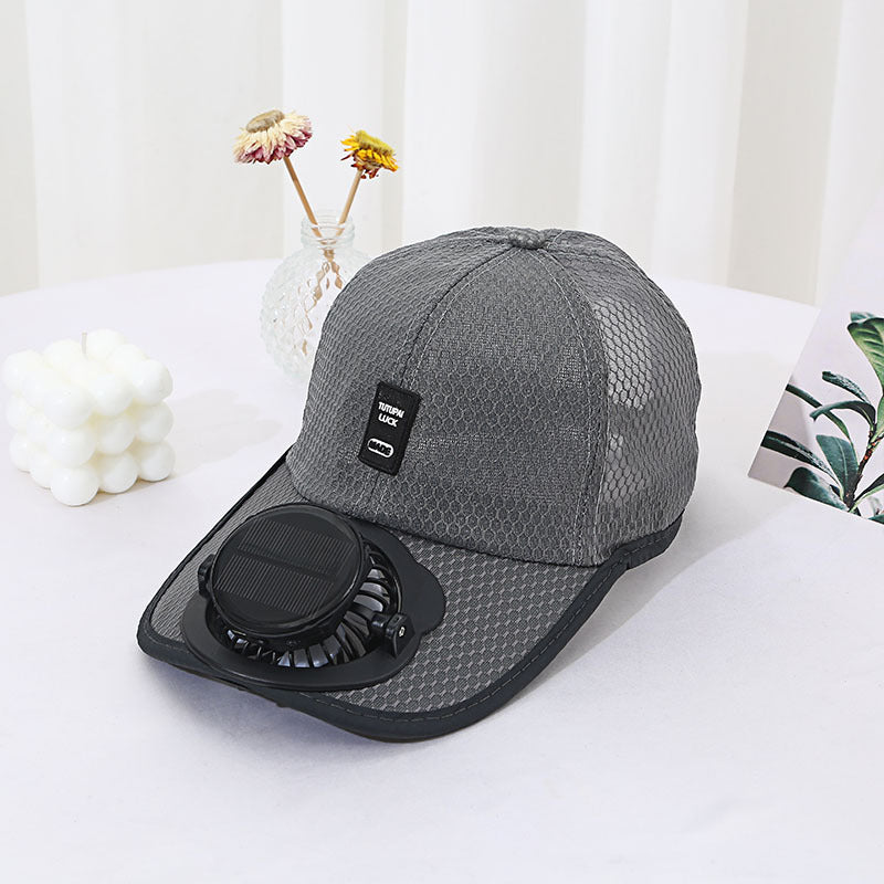 Adjustable Solar Charging Mesh Fan Cap