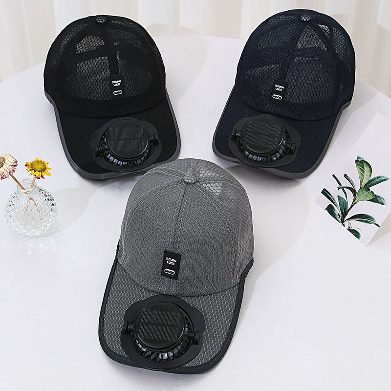 Adjustable Solar Charging Mesh Fan Cap