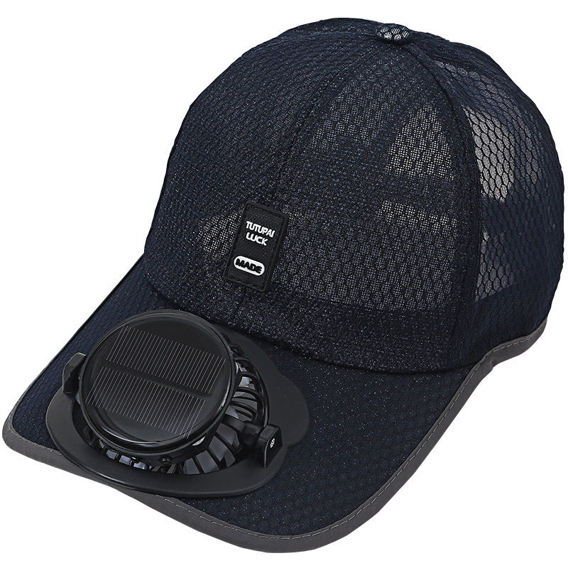 Adjustable Solar Charging Mesh Fan Cap