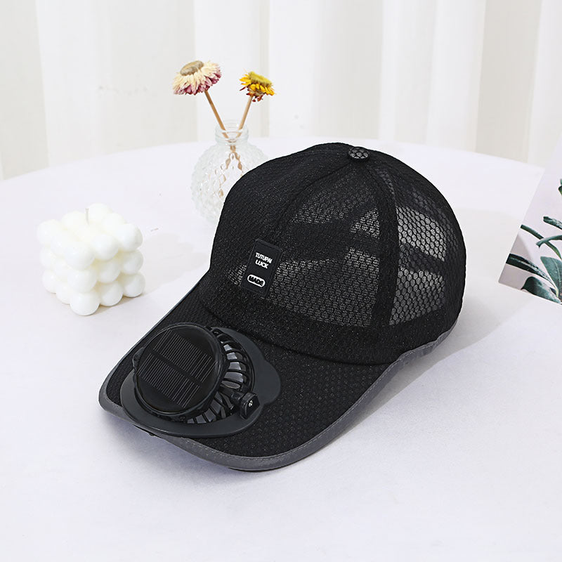 Adjustable Solar Charging Mesh Fan Cap