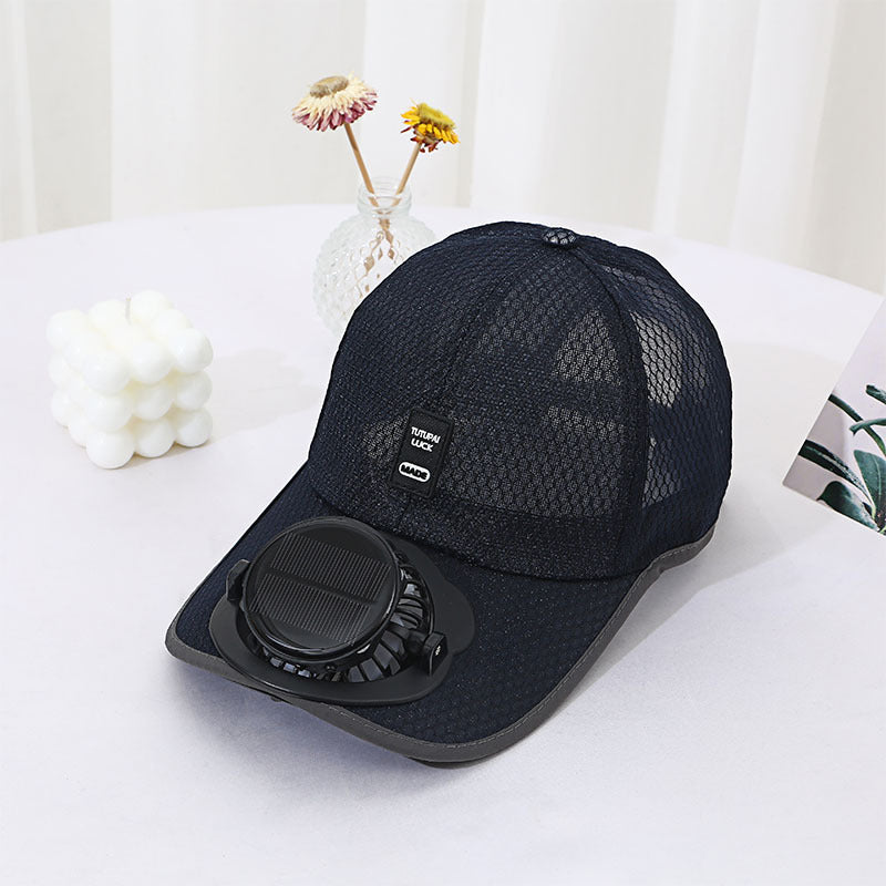 Adjustable Solar Charging Mesh Fan Cap