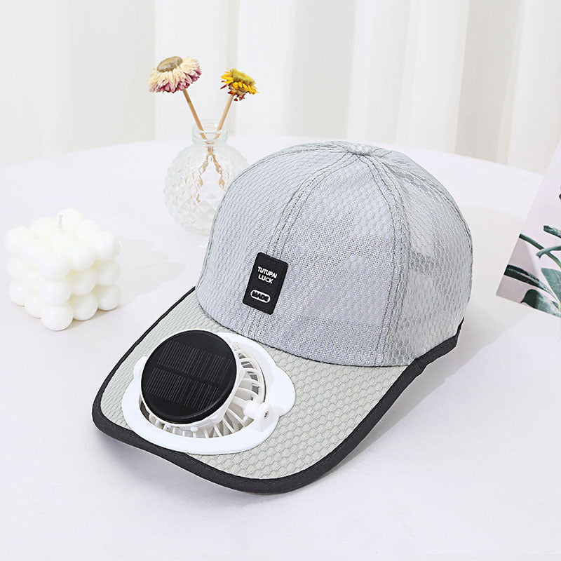Adjustable Solar Charging Mesh Fan Cap