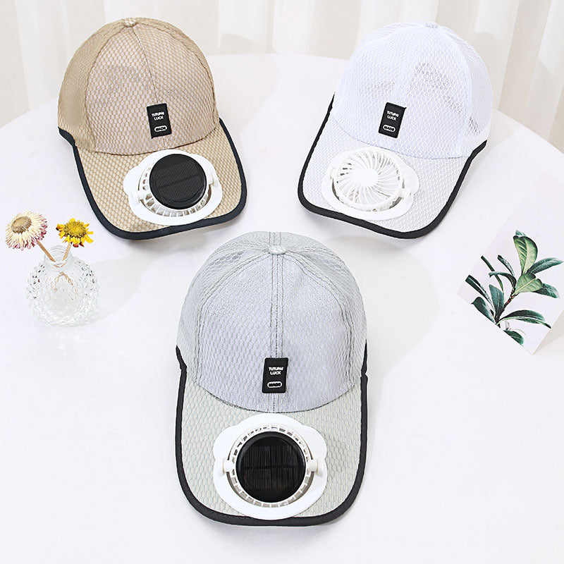 Adjustable Solar Charging Mesh Fan Cap